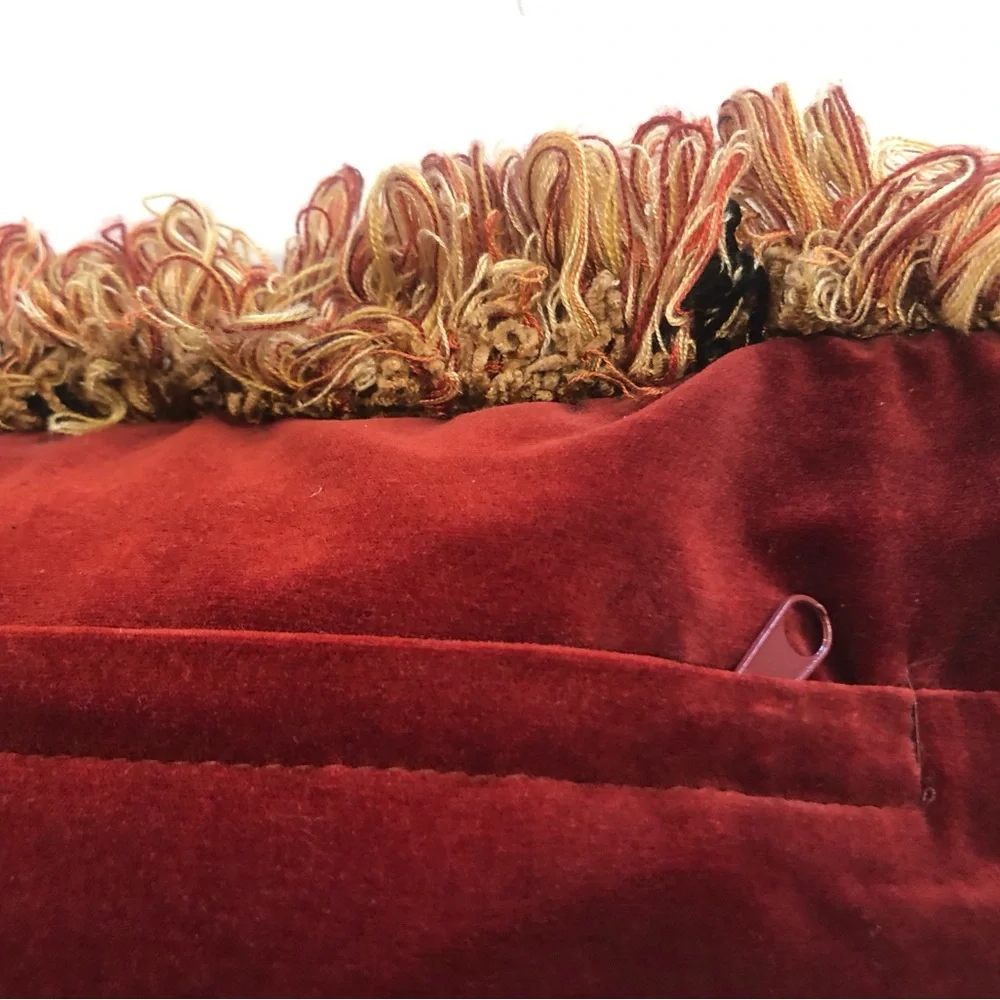 Decorative Floral Tapestry Accent Pillow in Gold, burgundy and Cream